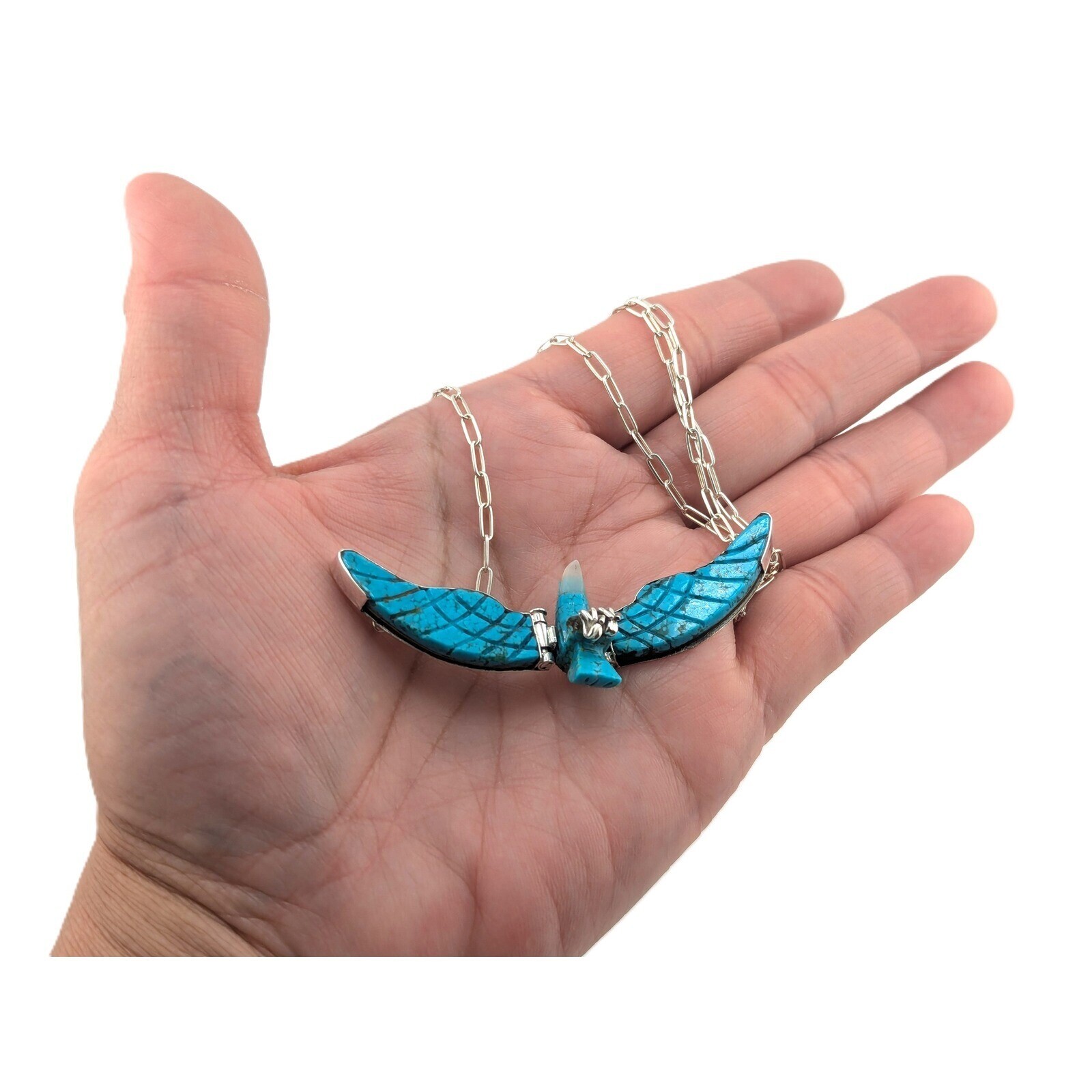 Navajo Necklace Native Am Jewelry Turquoise Bald Eagle Design***