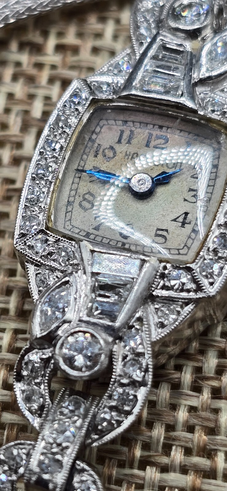 vintage Hamilton 995A Diamond and Platinum Iridium Ladies Watch 1930s Art Deco