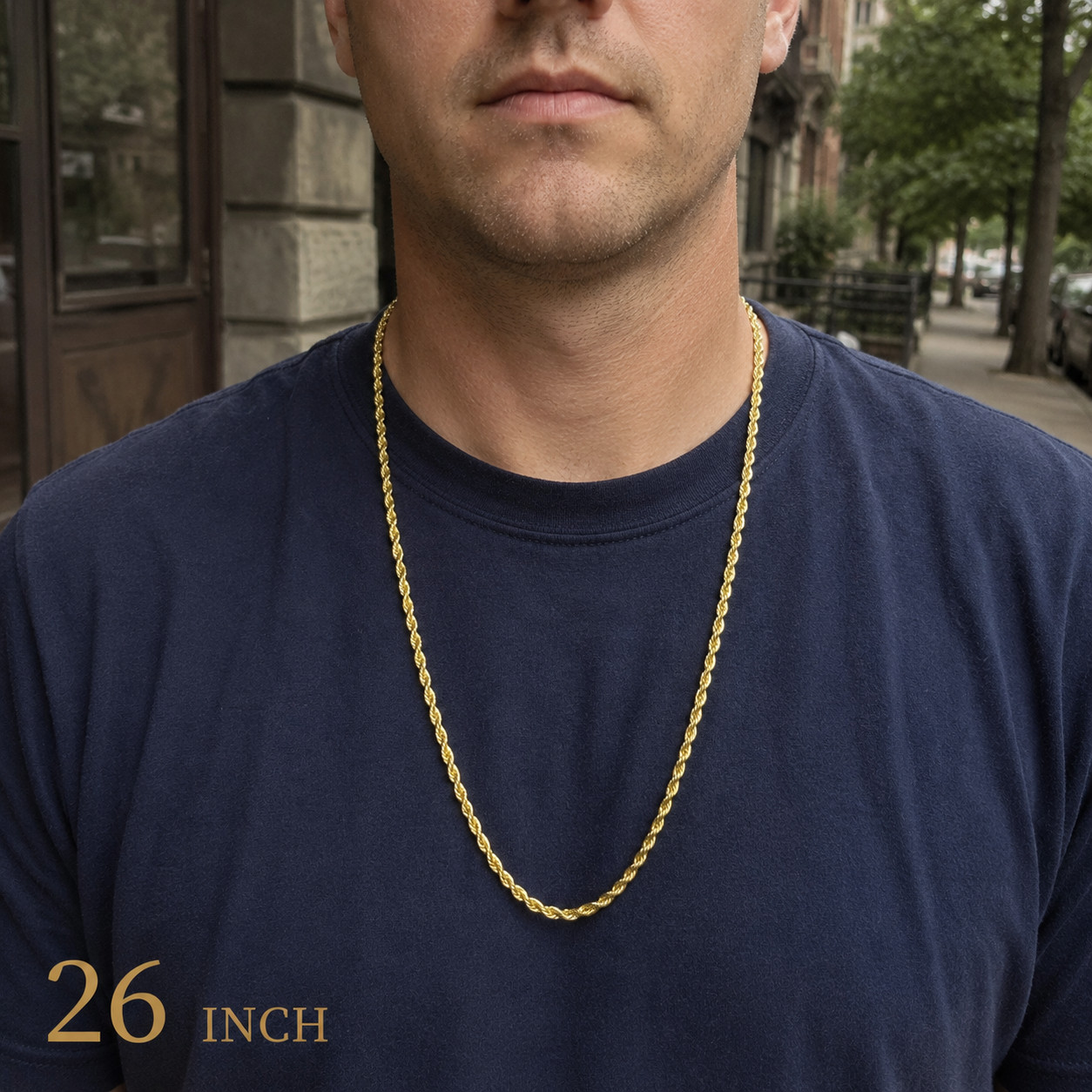 14K Gold Plated Rope Chain Necklace 18-30” 2mm-10mm Unisex Chain