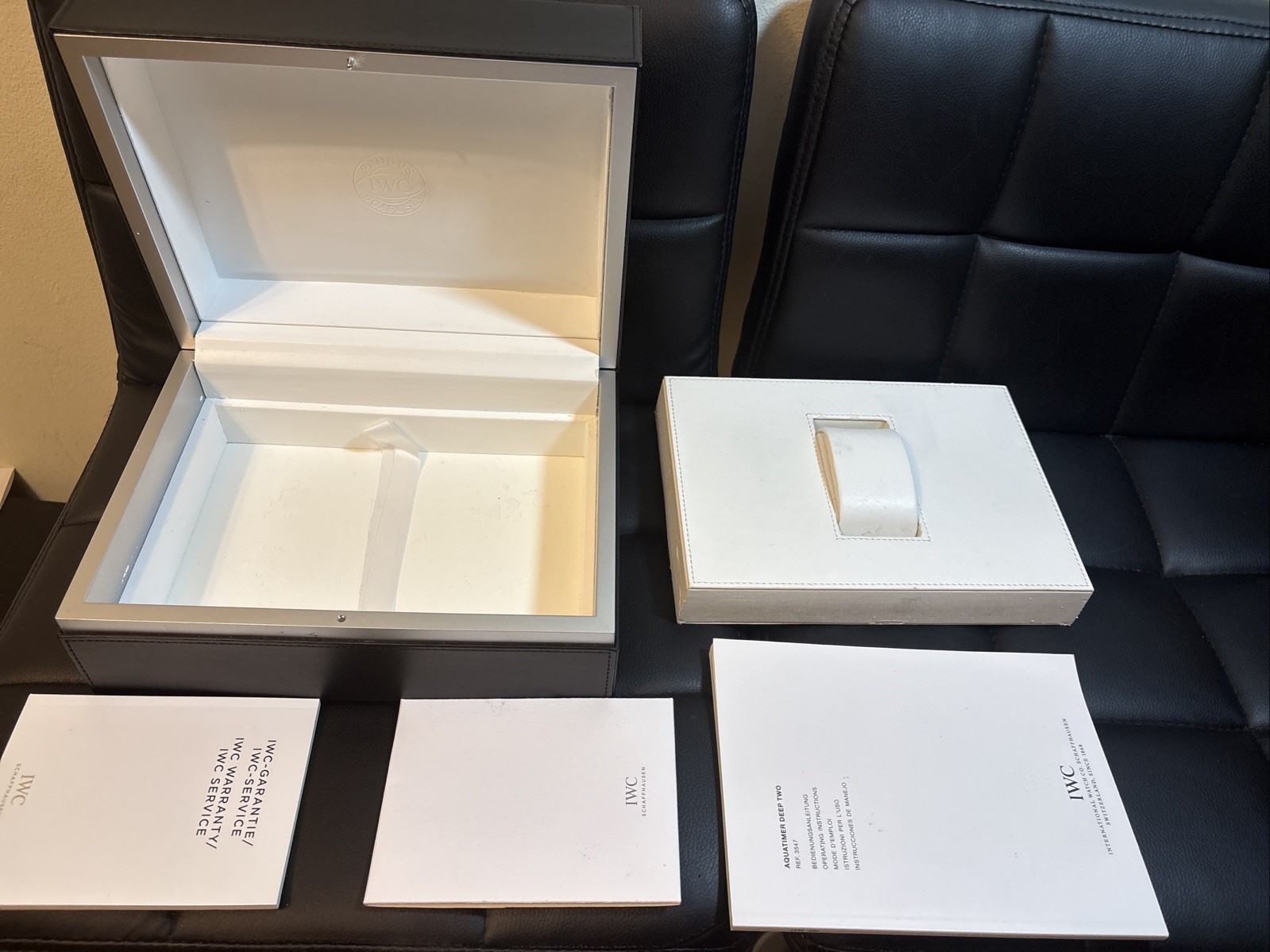 Authentic Big IWC Leather Watch Box Case Set, Books, Aquatimer, Big Pilot, Other