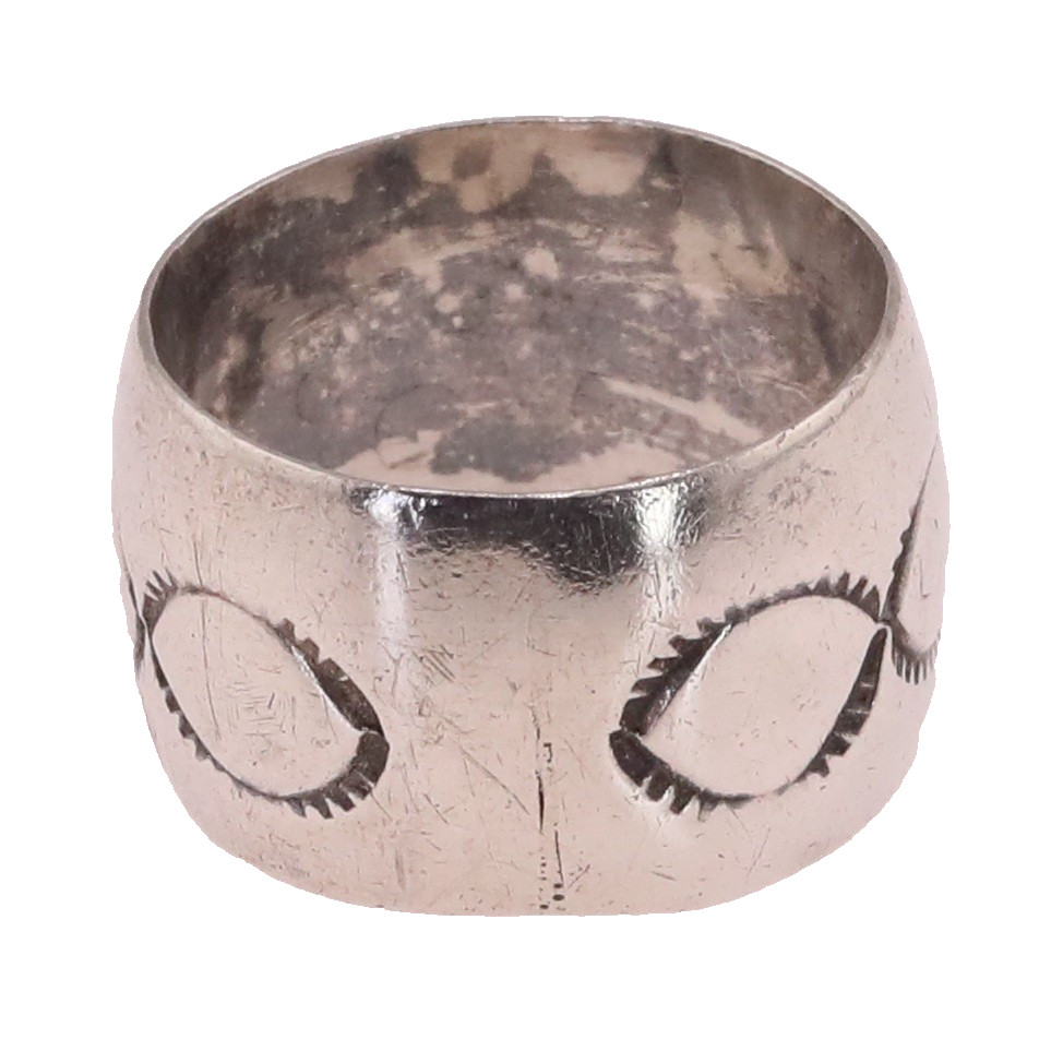 VTG Sterling Silver | Navajo Hand-Stamped Solid Cigar Band Ring | Size 7 | 10g