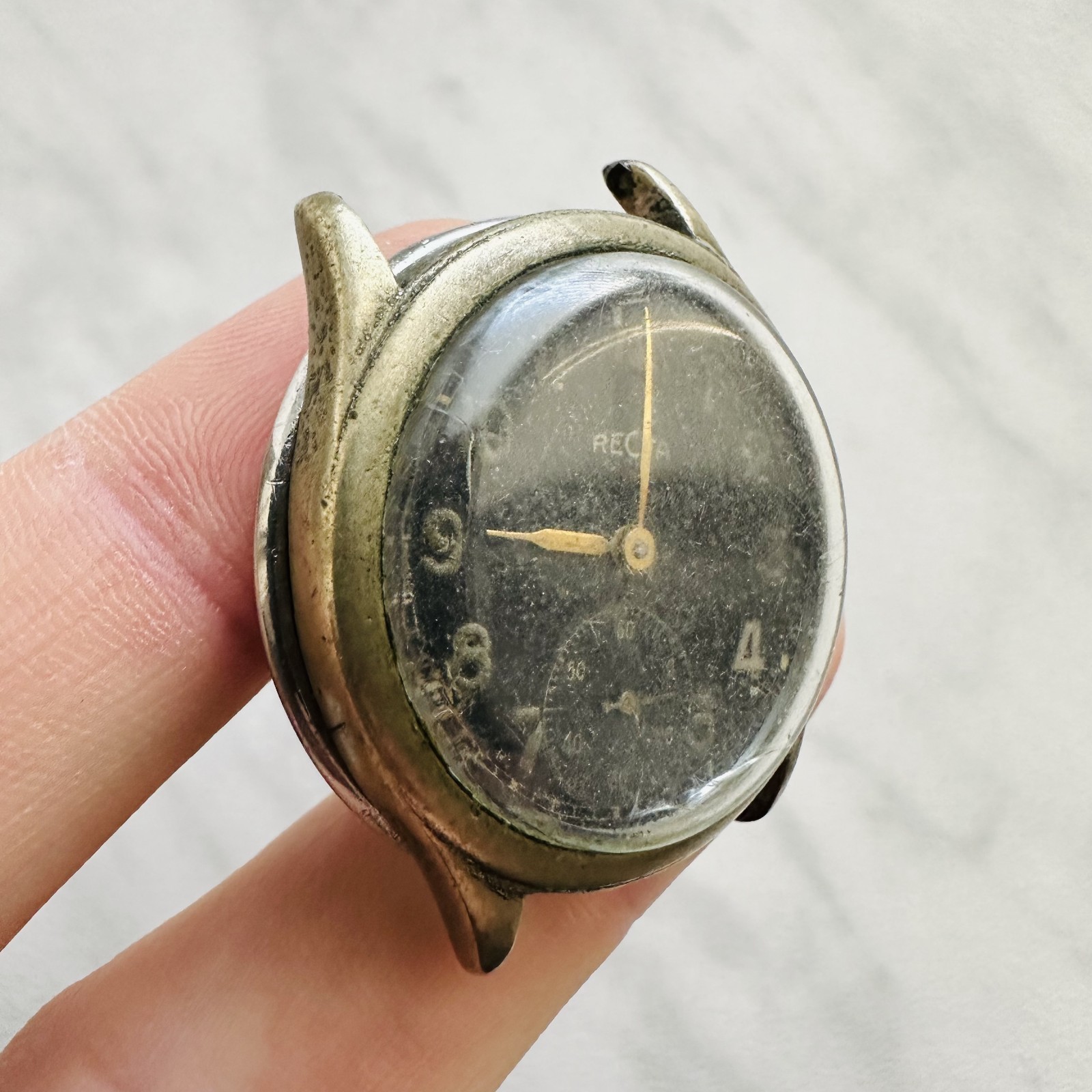 WWII RECTA no DH Military REPAIR vtg Swiss Watch ww2 40’s Mechanical Luftwaffe