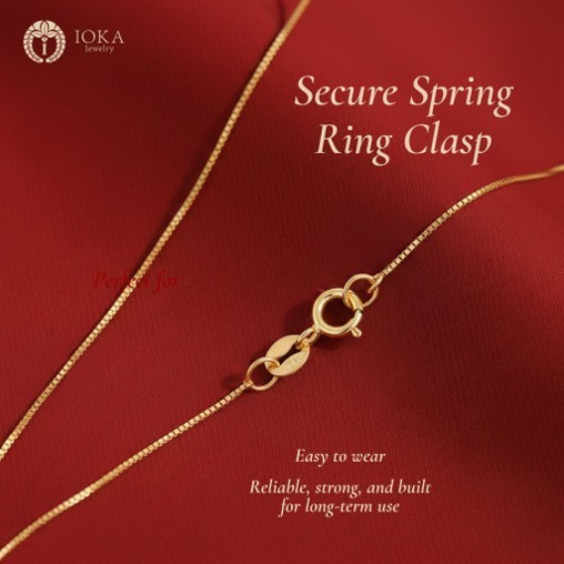 14K Yellow Solid Gold 0.5mm Box Chain Necklace for Layering Everyday Wear