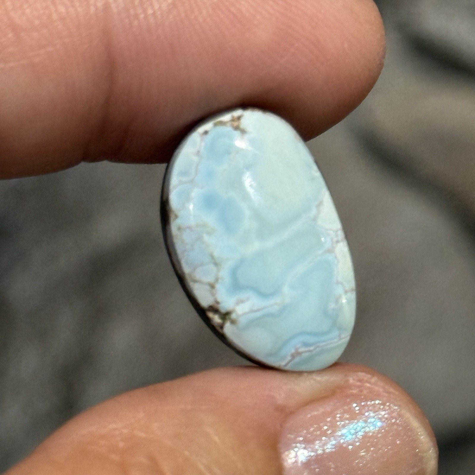 9.85ct 20.6x13x5mm Fine Powder Blue Gobi Turquoise Backed Cabochon Loose Gem