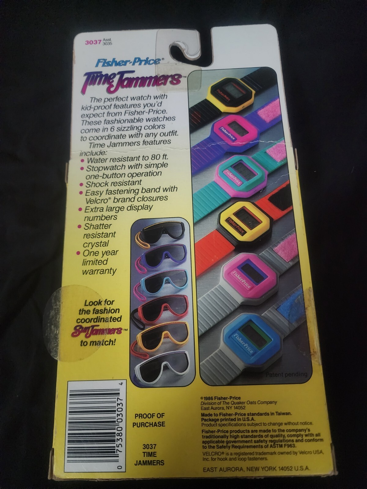 Vintage 1986 Fisher Price Time Jammers Black Yellow Red Watch BRAND NEW