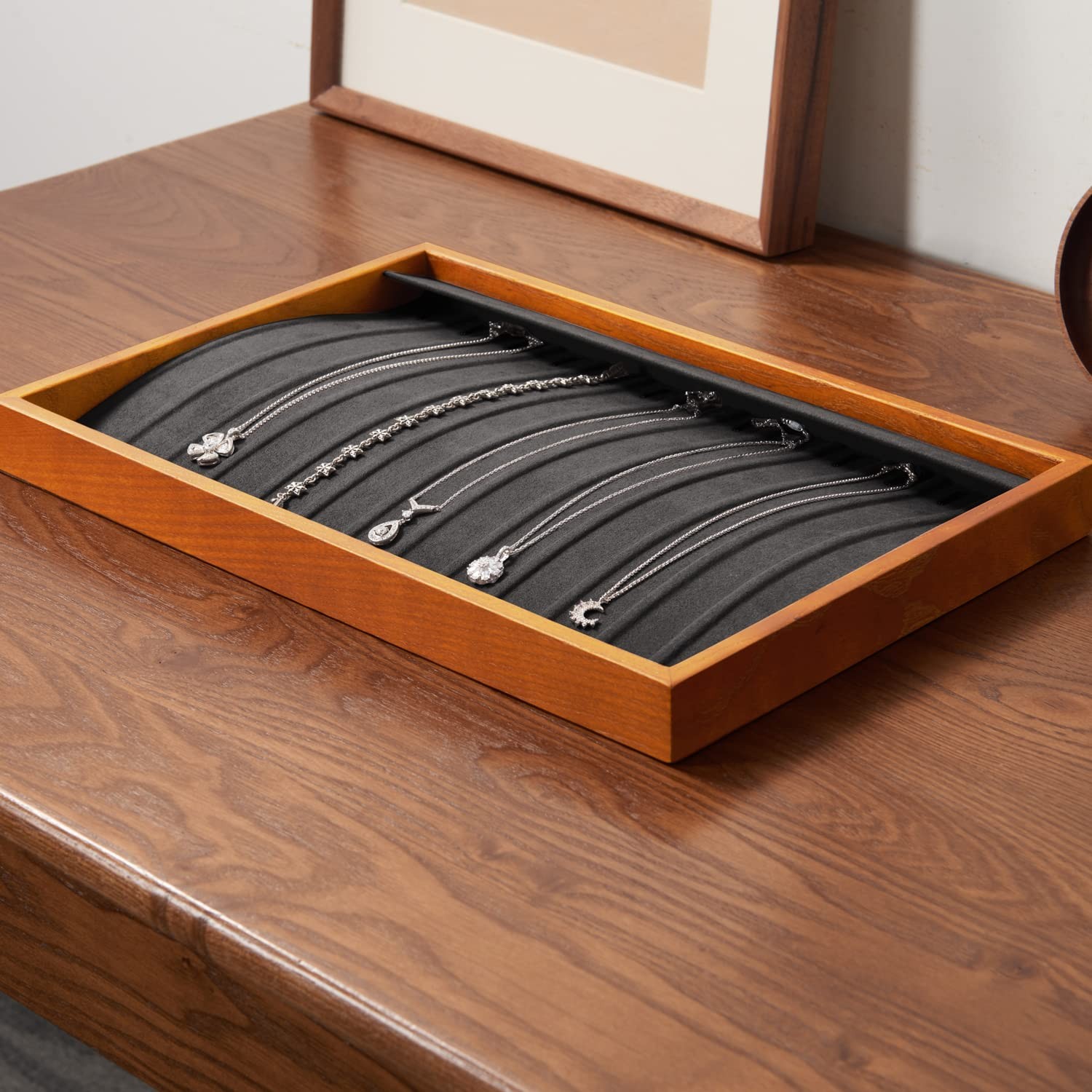 Wood 13 Grids Necklace/Bracelet/Pendant Display Tray Jewelry Drawer Organizer…