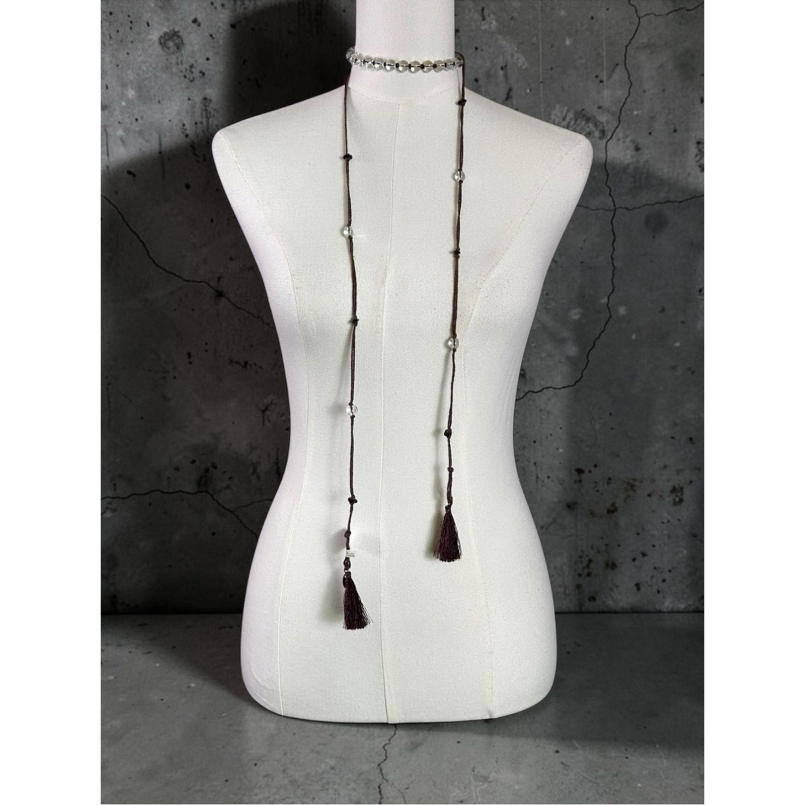 Free People Bohemian Witchy Mayfield Beaded Lariat Choker Necklace NWT Burgundy