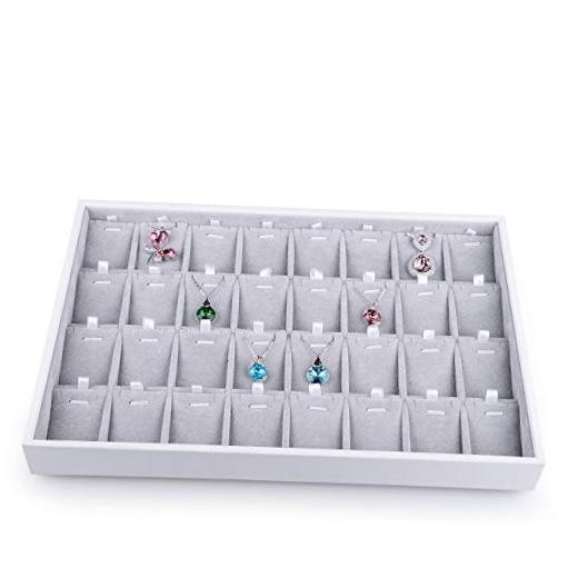 Velvet Stackable Jewelry Tray 32 Grids Pendant 32 Grids Necklace/Pendant Tray