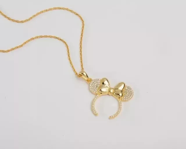Mickey Mouse Simulated Diamond Women’s Fancy Pendant 14K Yellow Gold Plated