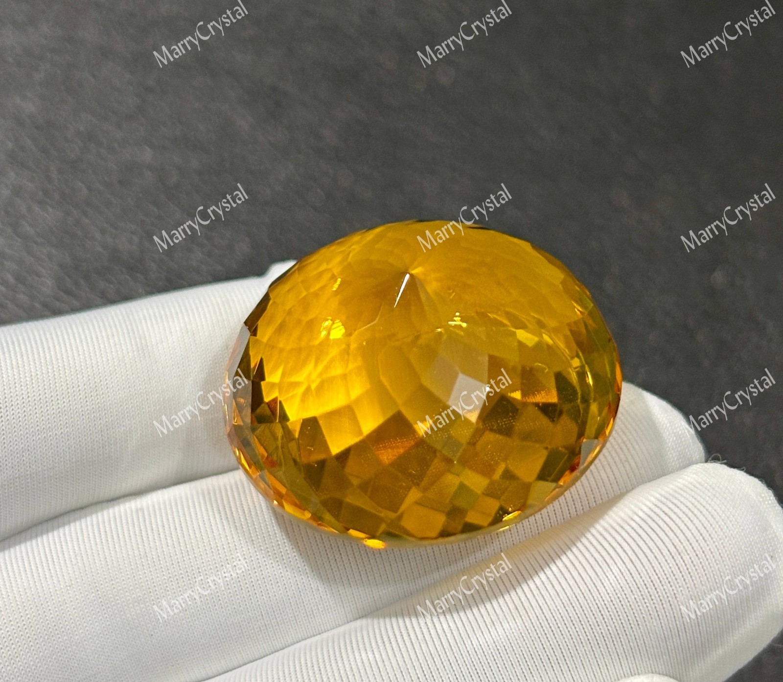 105 Ct Top Color Madeira Yellow Citrine Round Shape Glass Field Loose Gemstone