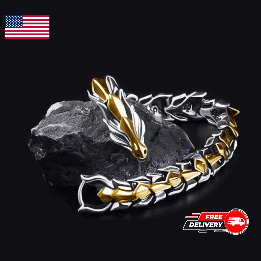 Sterling Silver Retro Dragon Link Bracelet