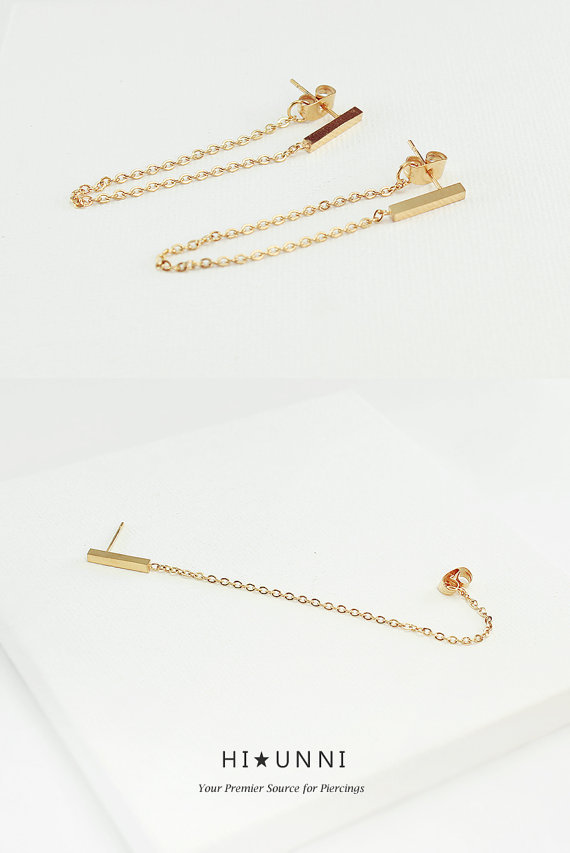 20g Chained earrings / long chain earrings / threader earrings / stainless steel