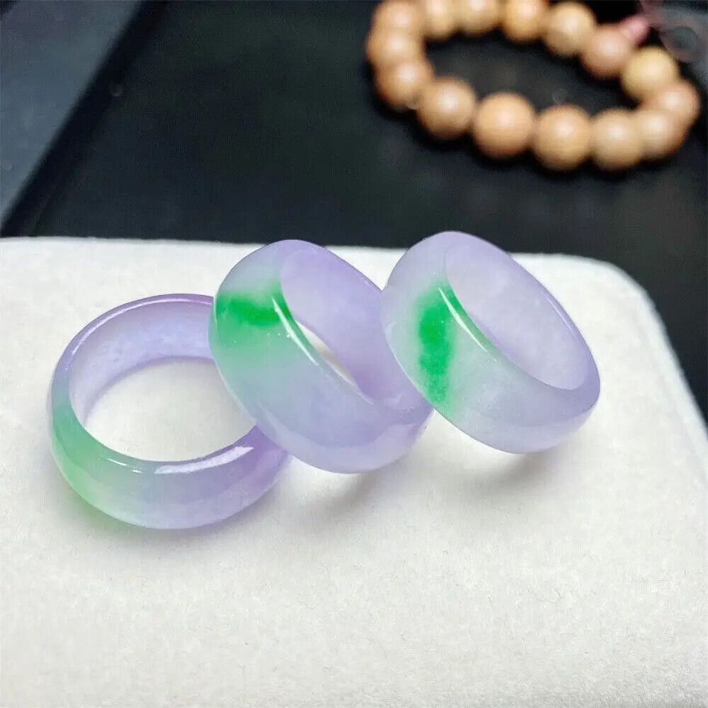 Natural Myanmar Jade Ring with Purple and Green Accents – Stylish Men’s Ring