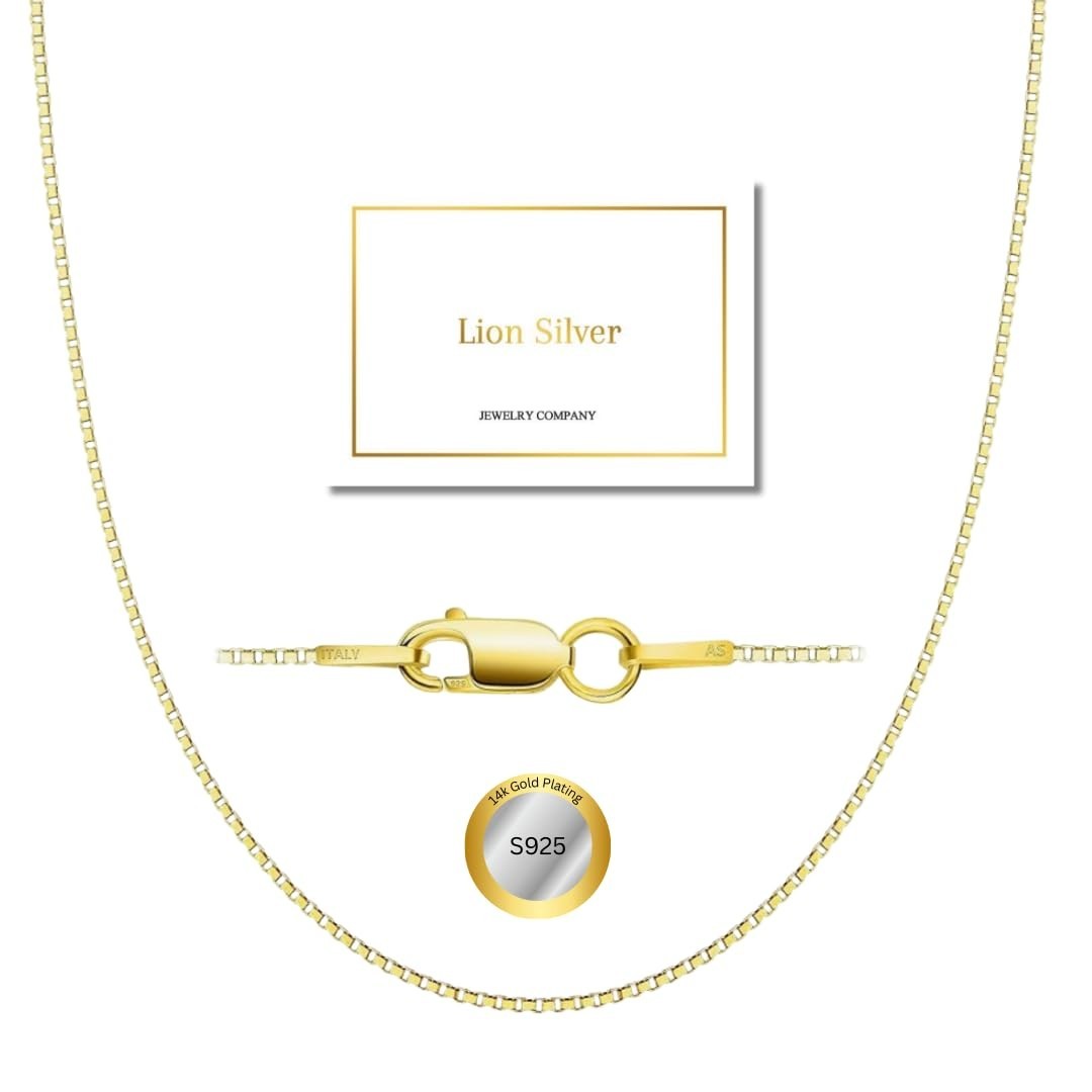 Sterling Silver & 14K Gold Box Chain Necklace for Women – Strong, 7 Lengths Avai