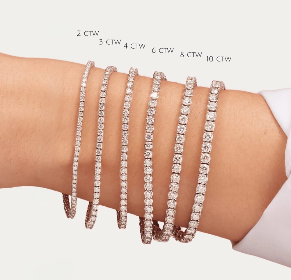 2-10 Ct VS Round Lab Grown Diamond Tennis Bracelet 7″ 14k Solid Gold (D-E Color)