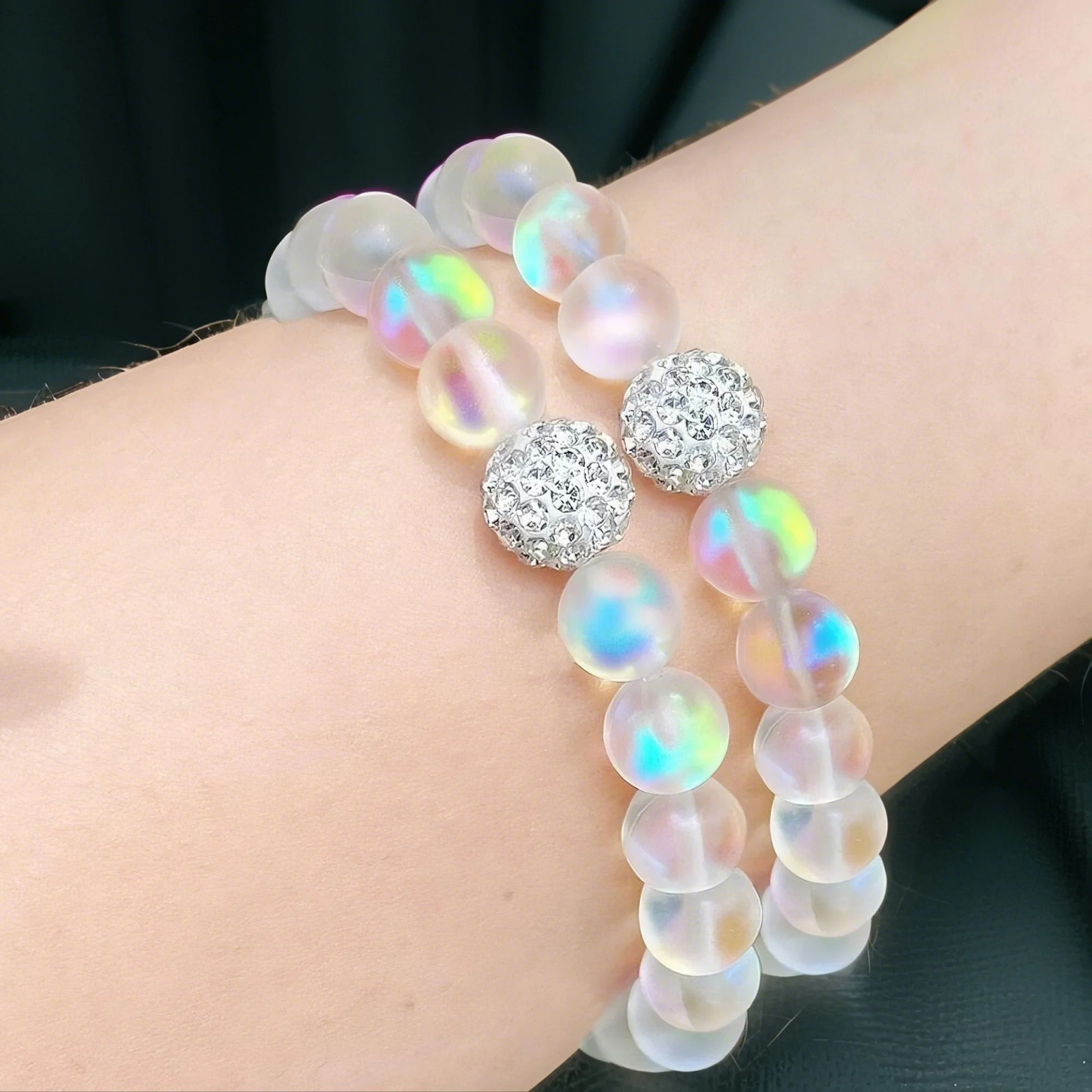 8mm Angel Aura Quartz Beads Healing Relieve Anxiety Girls Women Bracelet Gift
