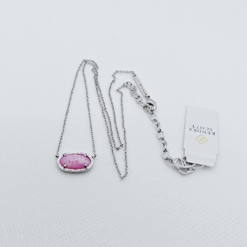 Kendra Scott Elisa Silver Pendant Necklace in Pink Opal