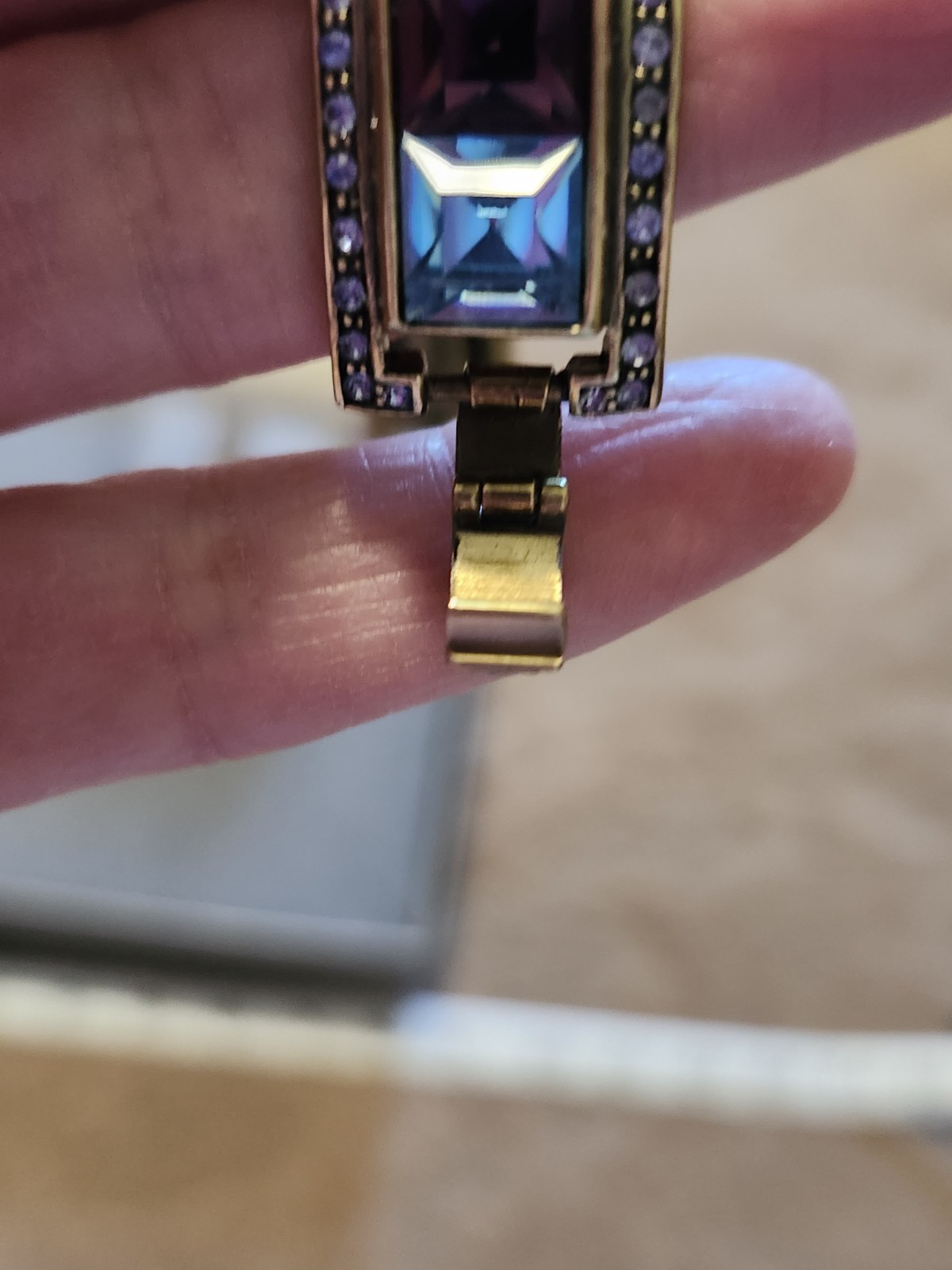 Heidi Daus Purple & Blue Square Crystals Station Statement Bracelet NWOT