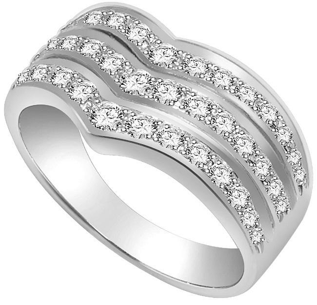 Right Hand Engagement Ring SI1 G 1.01 Carat Round Cut Diamond 14K White Gold