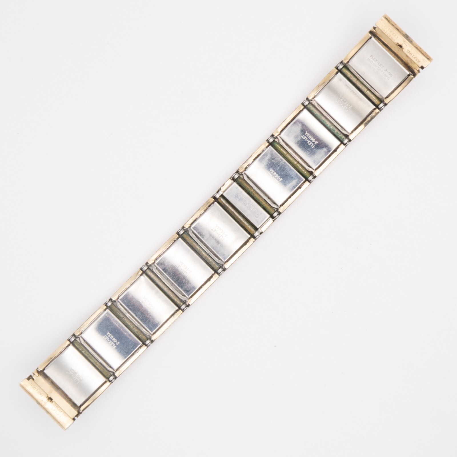 Vintage Flex-Let 17.4mm Gold-Filled Wristwatch Expansion Bracelet, Leather Inlay