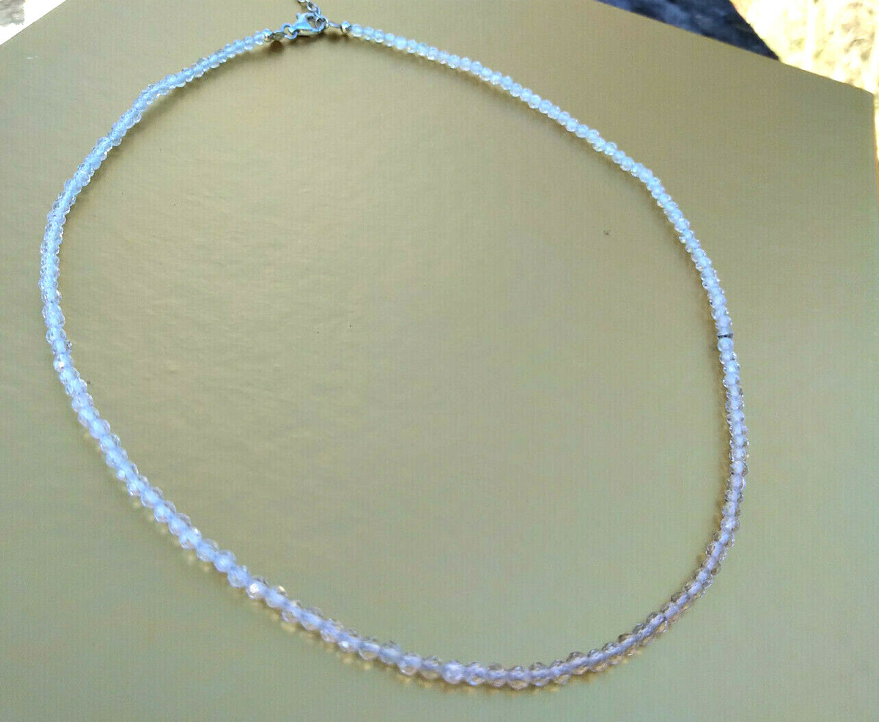 wunderschöne, facettierte Topas weiss Kette 45cm +5cm Verlängerung