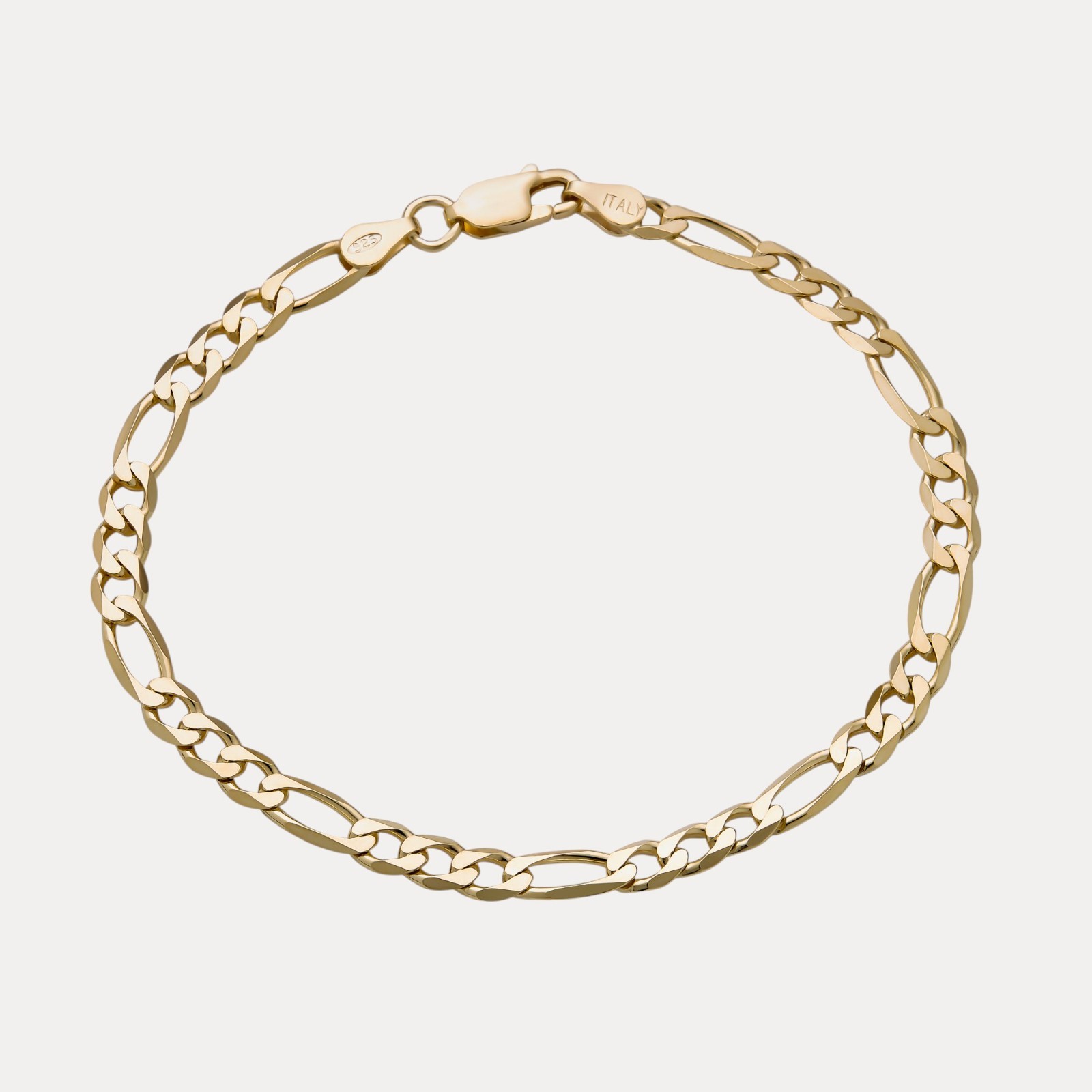 5mm Figaro Bracelet Link – Real Solid 925 Sterling Silver Or 14k Gold Vermeil