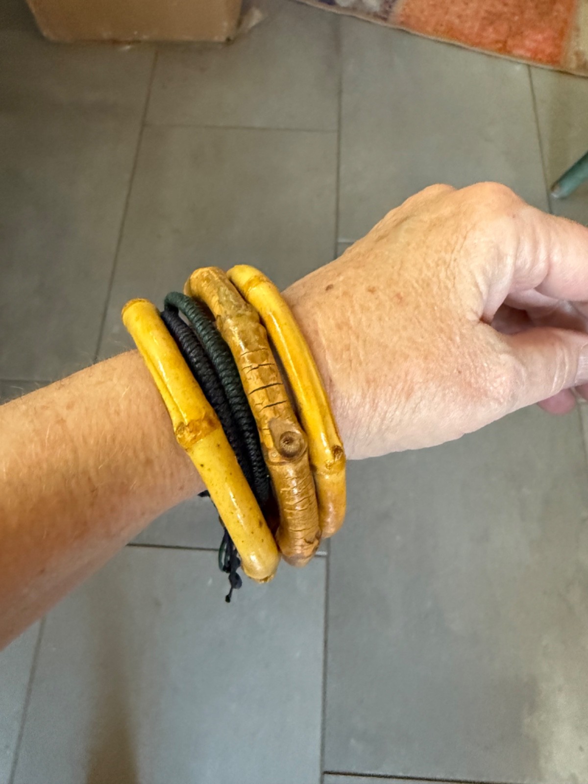 VINTAGE REAL NATURAL Bamboo Bangle Bracelets SET OF 3