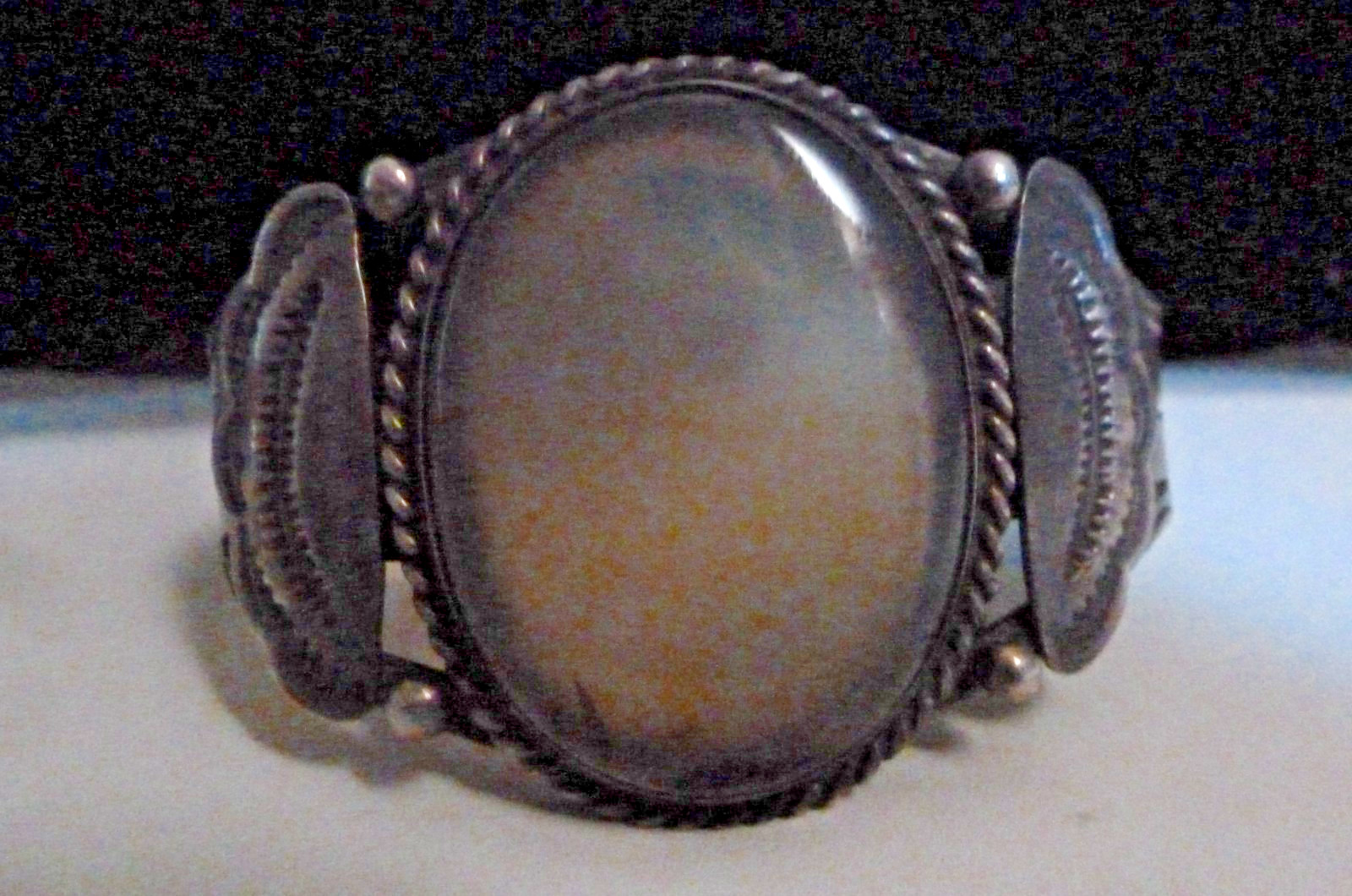 Sterling Navajo Fred Harvey Era Cuff Bracelet Agate Thunderbirds Bracelet