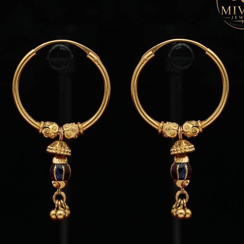 22K Gold Threader Hoop Earrings 3.1g | Trendy Statement Earrings | Festive Jewel