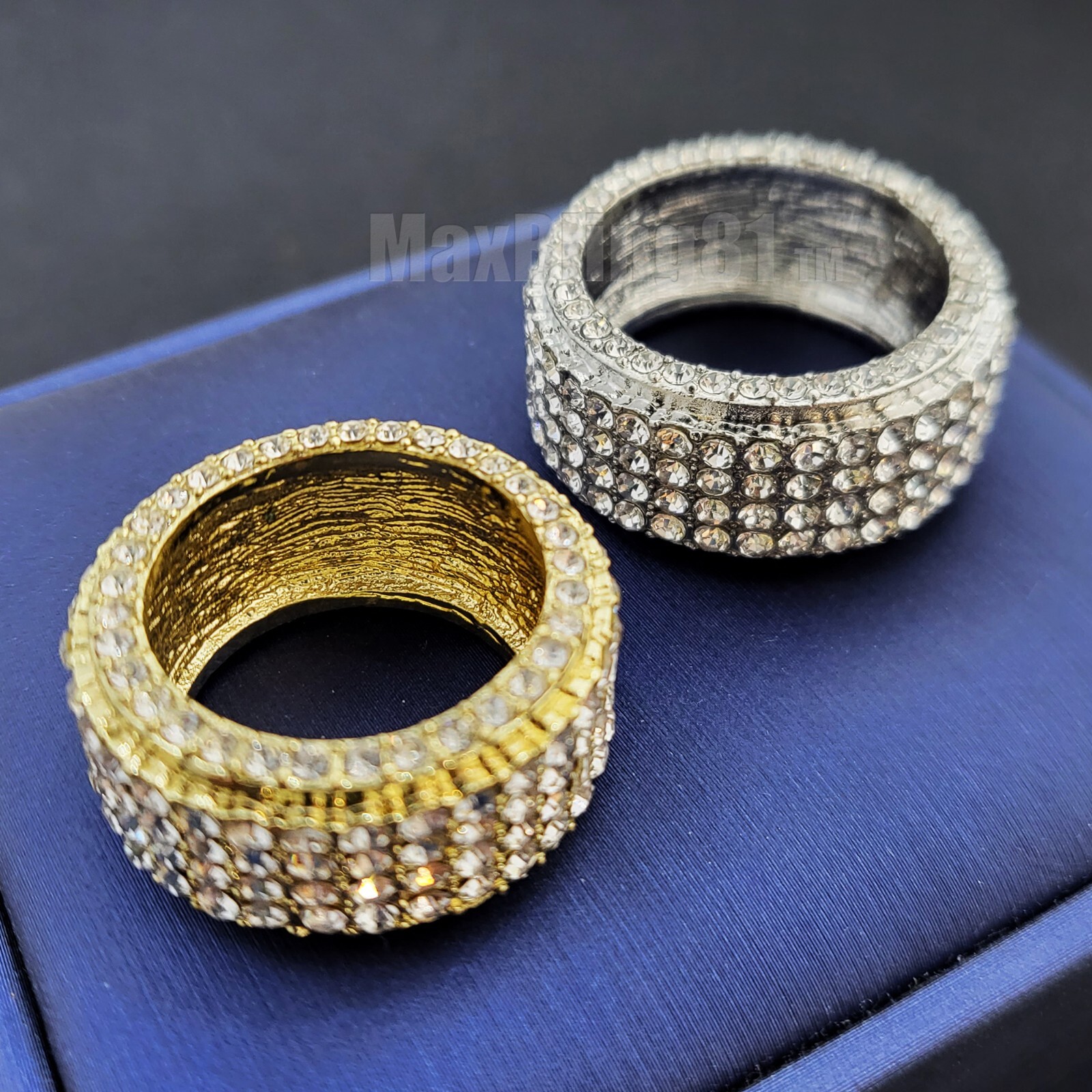 RING FULL ICED ICY RAPPER CUBIC ZIRCONIA HIP HOP GOLD PLATED LUXURY SIZE 8 ~ 12