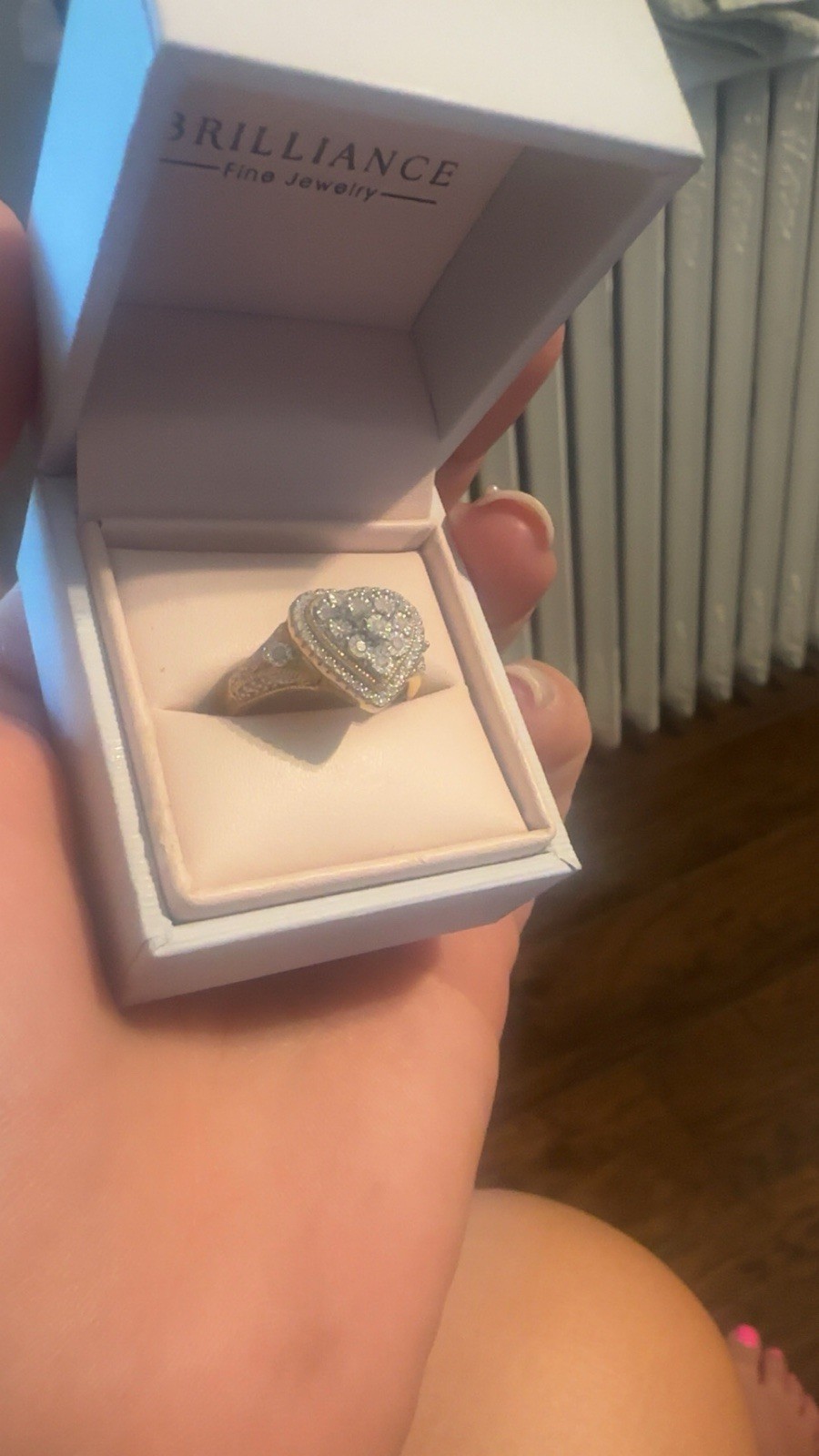 Size 7 Brilliance Fine Jewelry Heart Diamond Cocktail Ring Yellow Gold