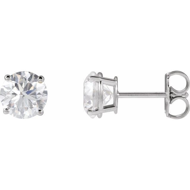 2.02 CTW Round Lab Created Diamond Earrings • 14K White Gold Lightweight Basket