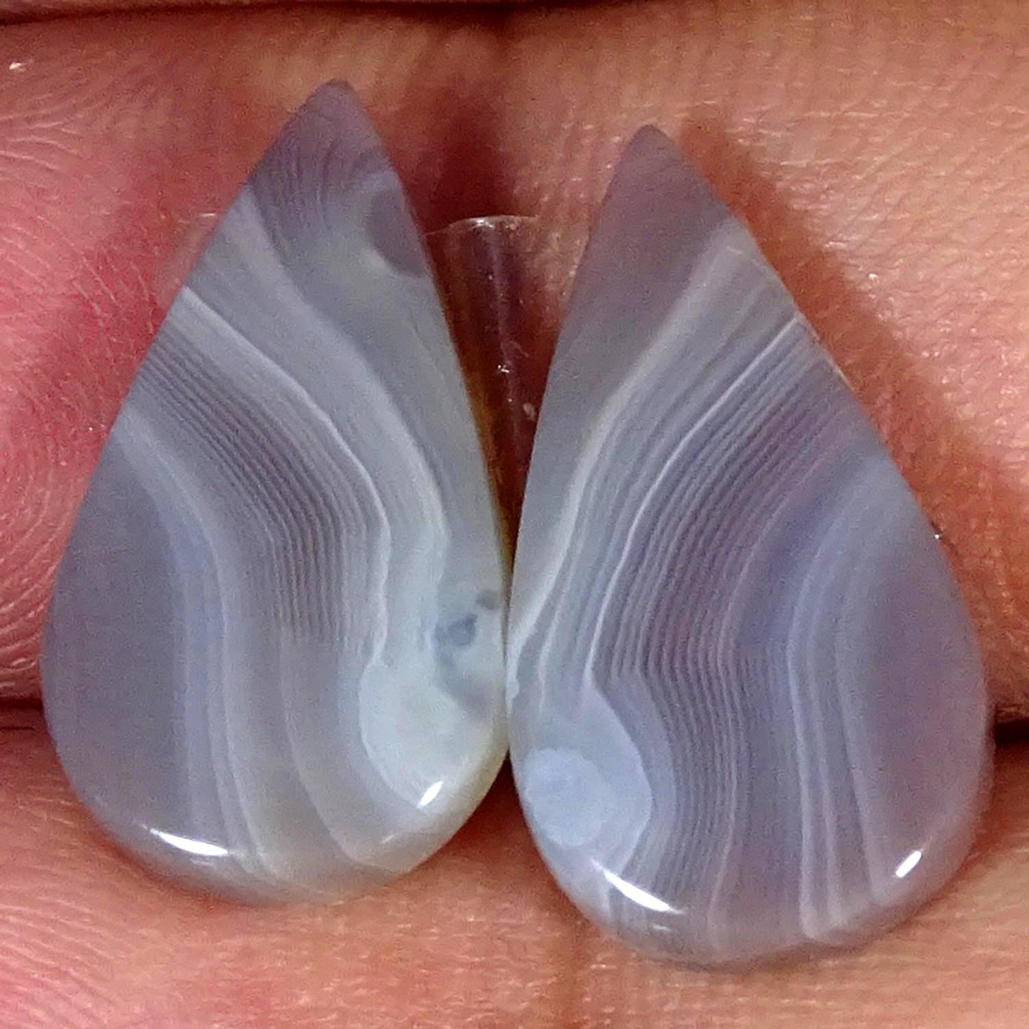 11.00Cts 100% Natural Botswana Pair Agate Pear Cabochon Gemstone 10X18X3MM