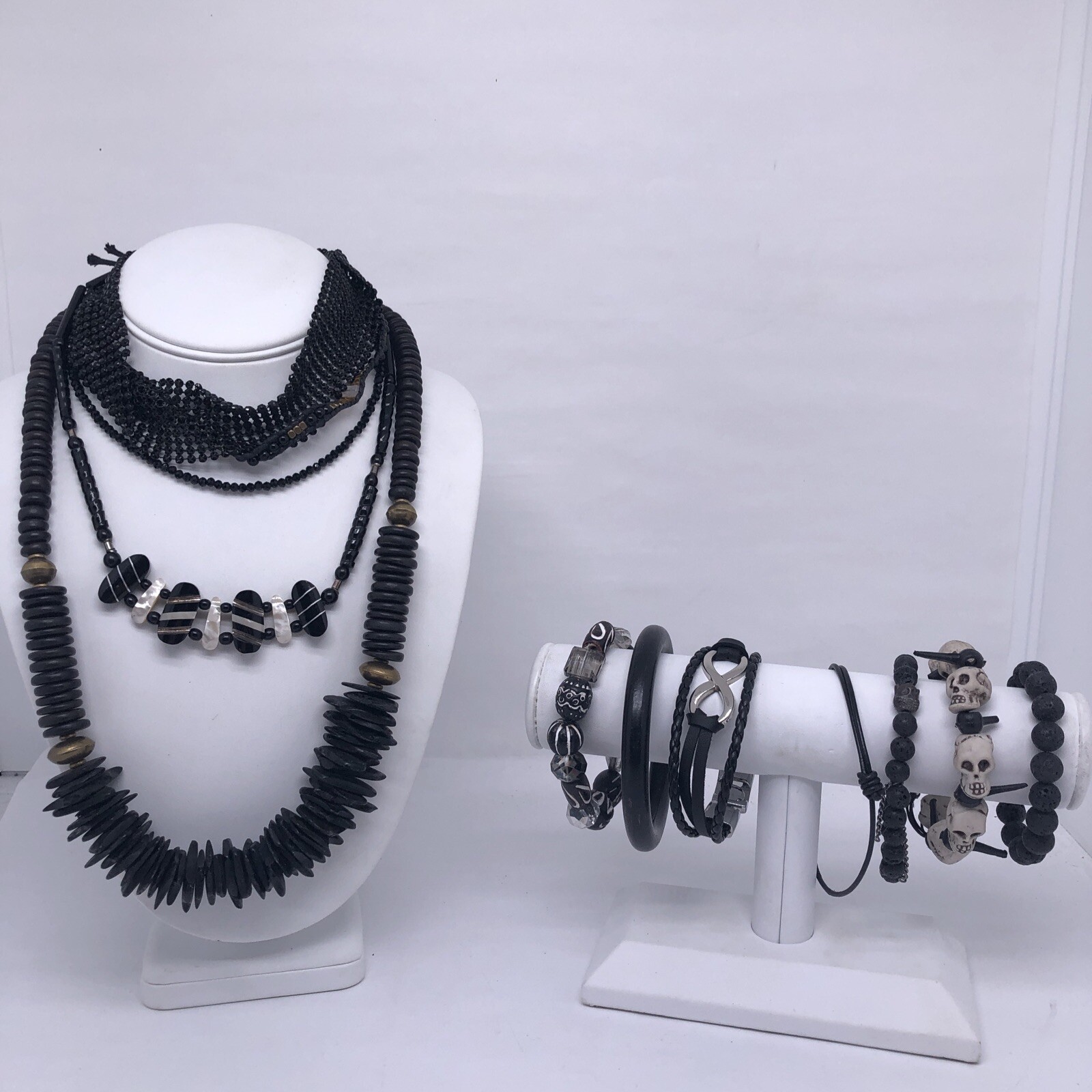 Emo Gothic Black Jewelry Lot Bracelets Necklace Skulls