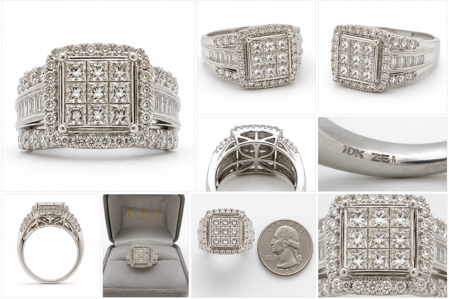 Authentic Kay Jewelers 3.00 CTW Natural Diamond Ring | 10K White Gold | Size 7