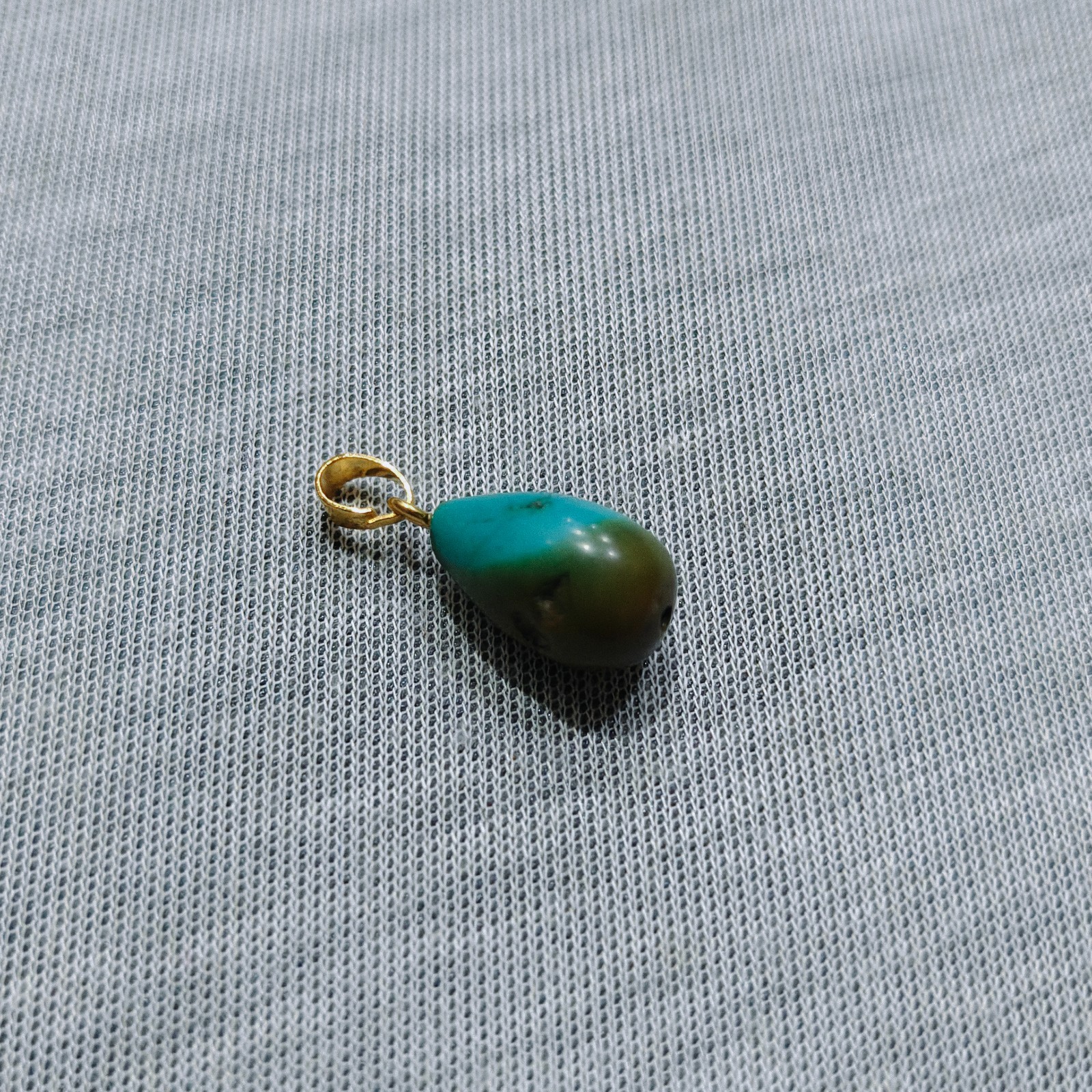 Natural Tibet Turquoise Teardrop Beads Brass Pendant Handmade Tribal Boho Gift