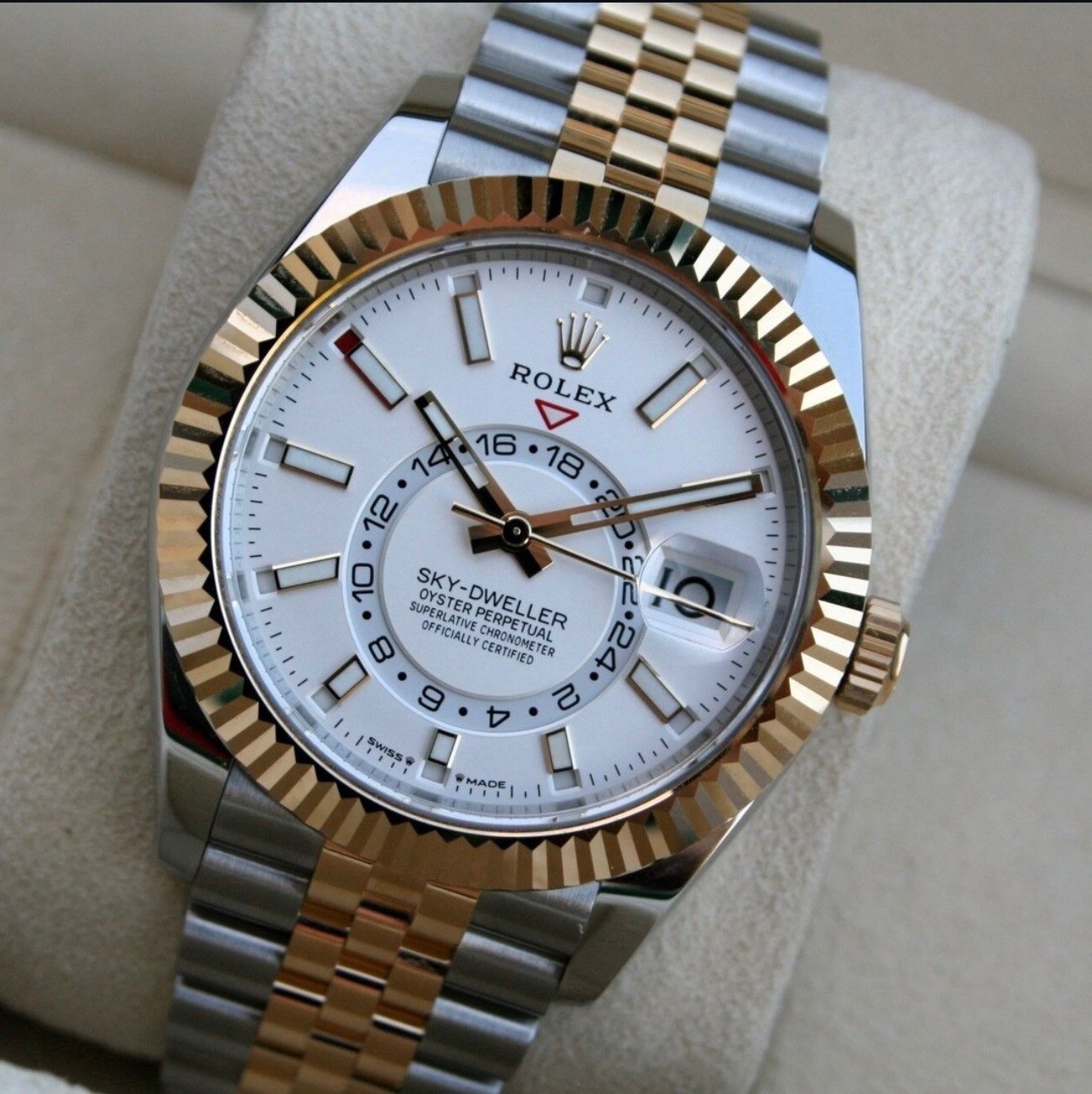 2025 New Rolex SKY DWELLER 42MM, Ref. 336933 18K Gold/Steel Jubilee Bracelet.