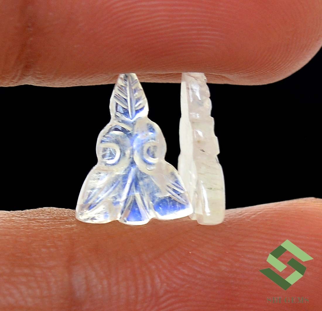 Natural Rainbow Moonstone Handmade Carving Pair 13×10 mm 3.91 CTS Loose Gemstone