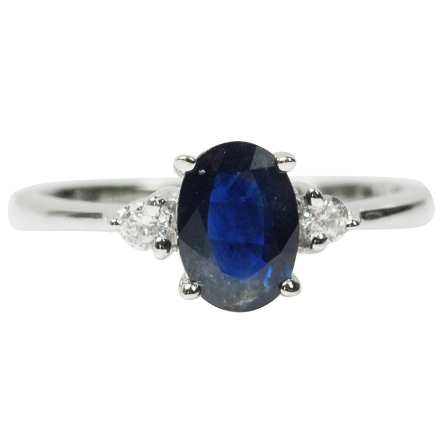 De Buman Sterling Silver 1.07ctw Sapphire & Cubic Zirconia Ring