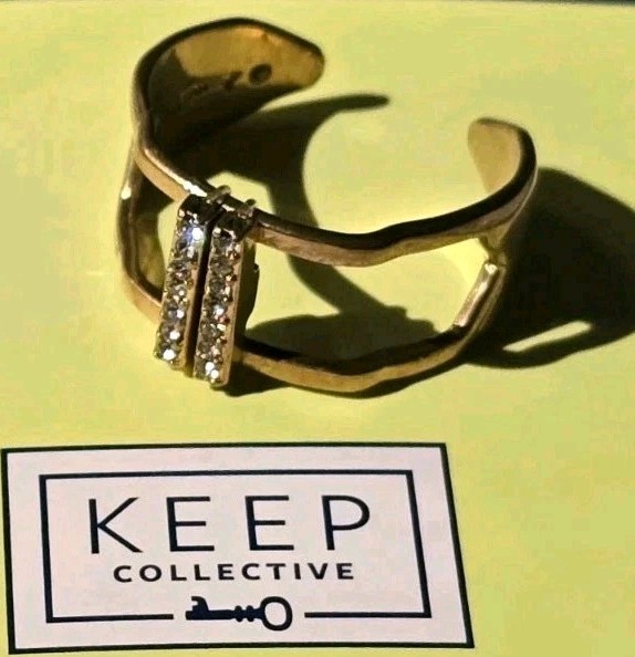 KEEP Collective GOLD RING Size M/L 7-9 Adjustable Charm Key Keeper NEW