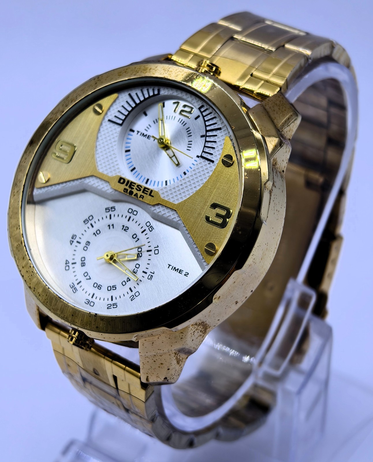 Amazing DIESEL 5 Bar Silver Dial Quartz Analog Dial Men’s wrist Watch Free Ship