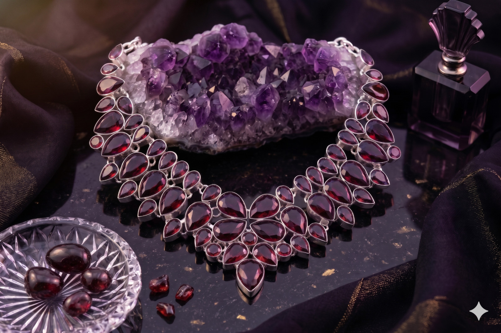 Red Garnet Gemstone Handmade 925 Sterling Silver Jewelry Necklace S-18″