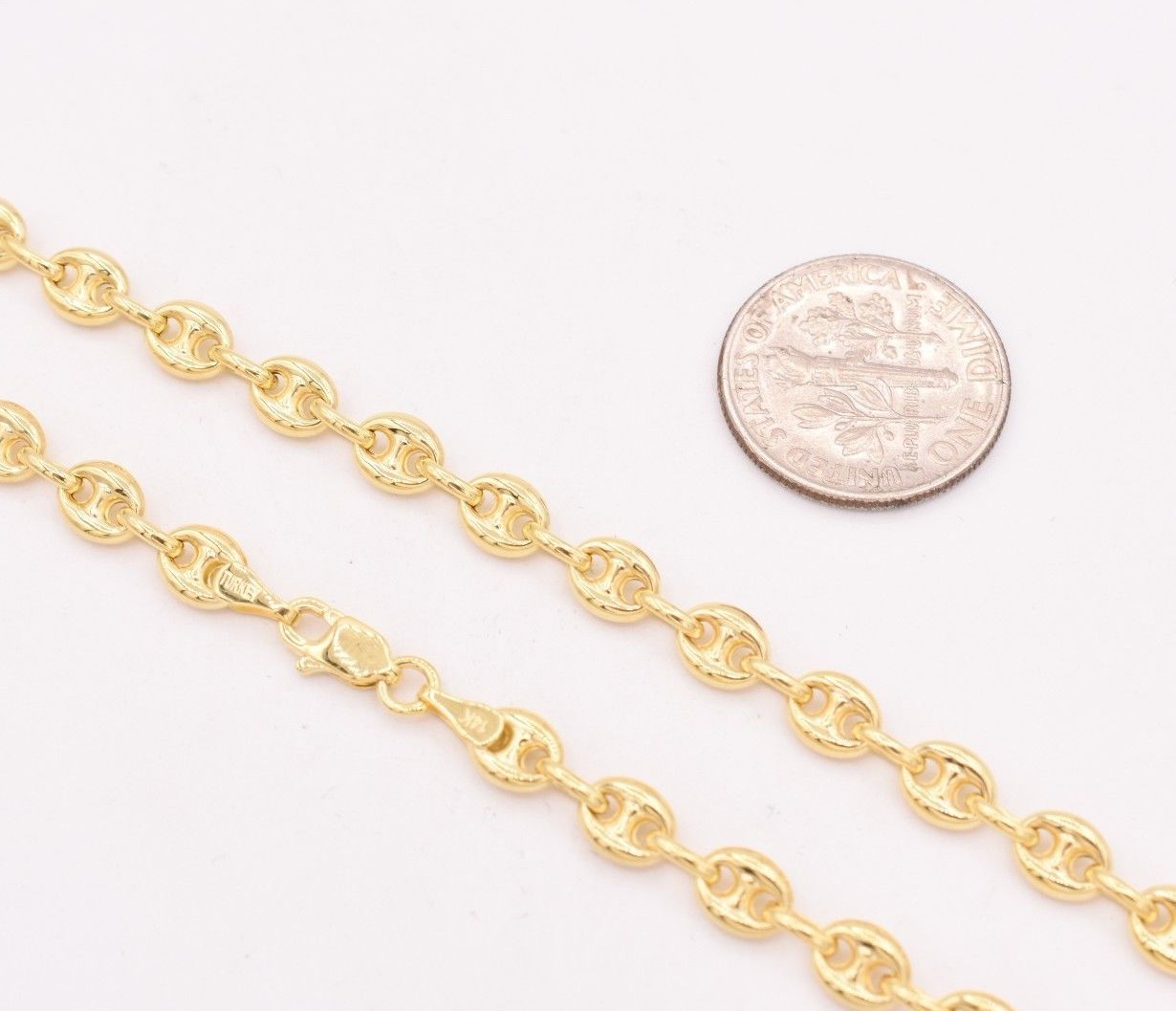 4.7mm Puffed Mariner Anchor Chain Necklace Real Solid 14K Yellow Gold 12″ 4 Kids