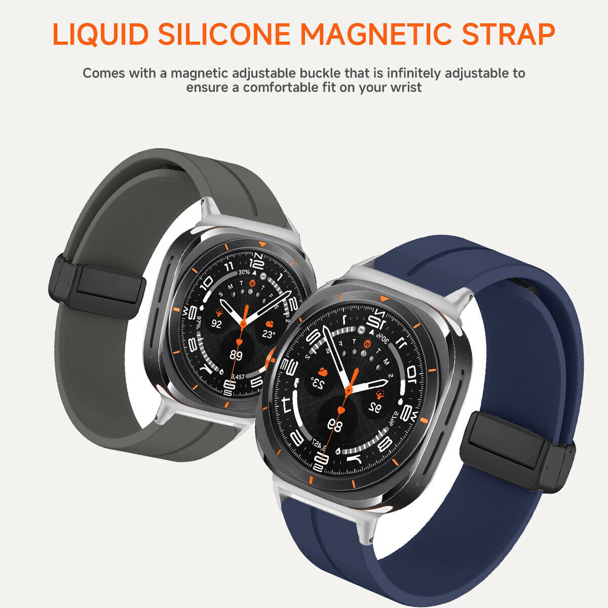 Metal Magnetic Buckle Strap For Samsung Galaxy Watch 7 Ultra 47mm Silicone Band