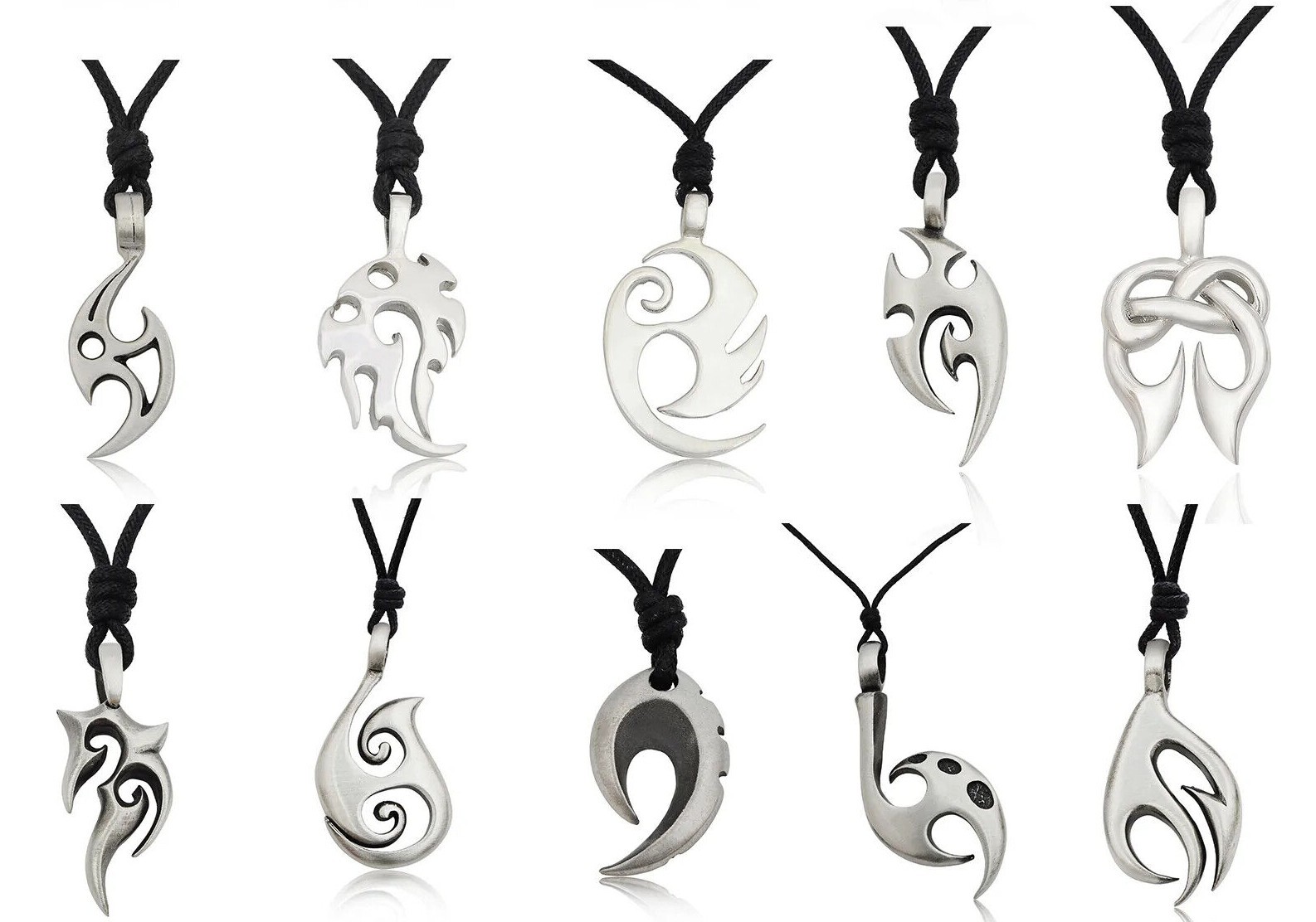 Maori Tribal Fishing Hook Tribal Silver Pewter Brass Necklace Pendant Jewelry