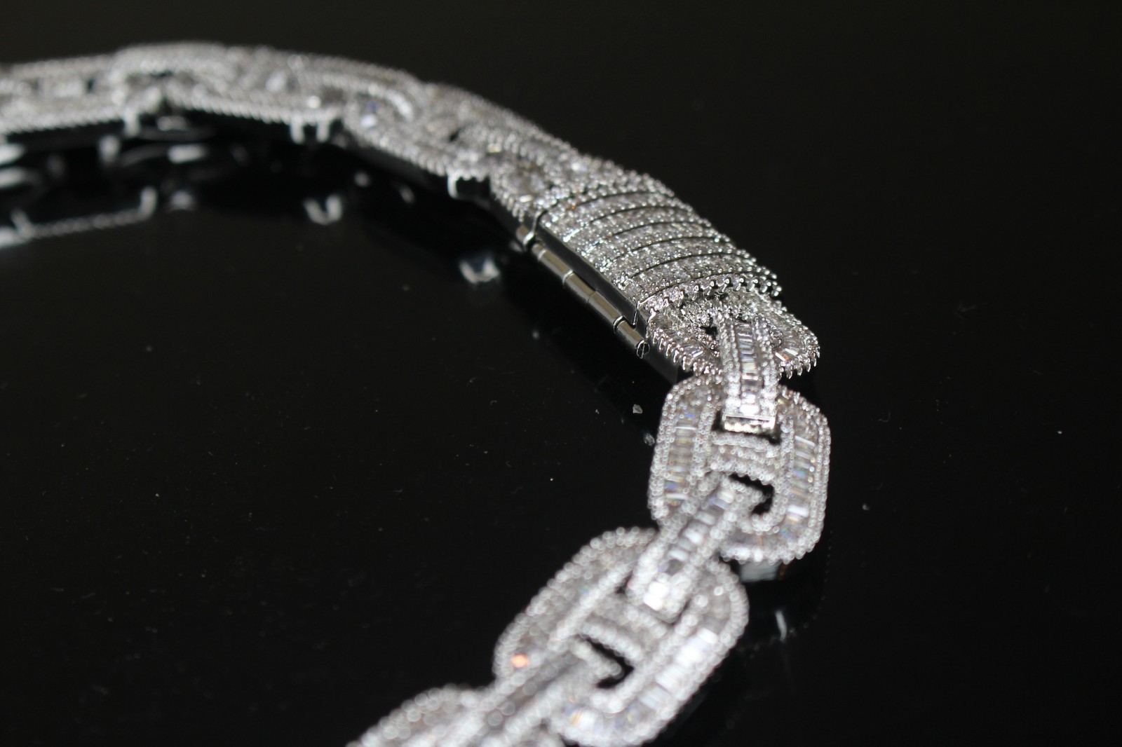14k STAMP 14mm MARINER Chain Necklace 82.6ct BAGUETTES Lab Sim VVS1 Diamond 188g