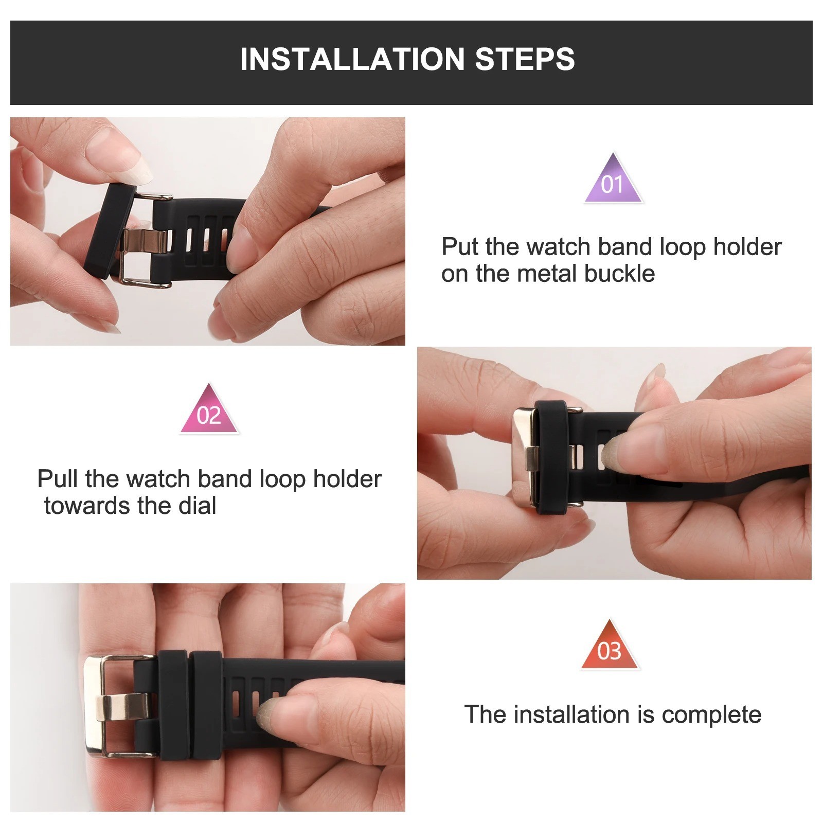 10-Pack Silicone Watch Strap Band Hoop Loop Retainer Buckle Holder Ring Keeper