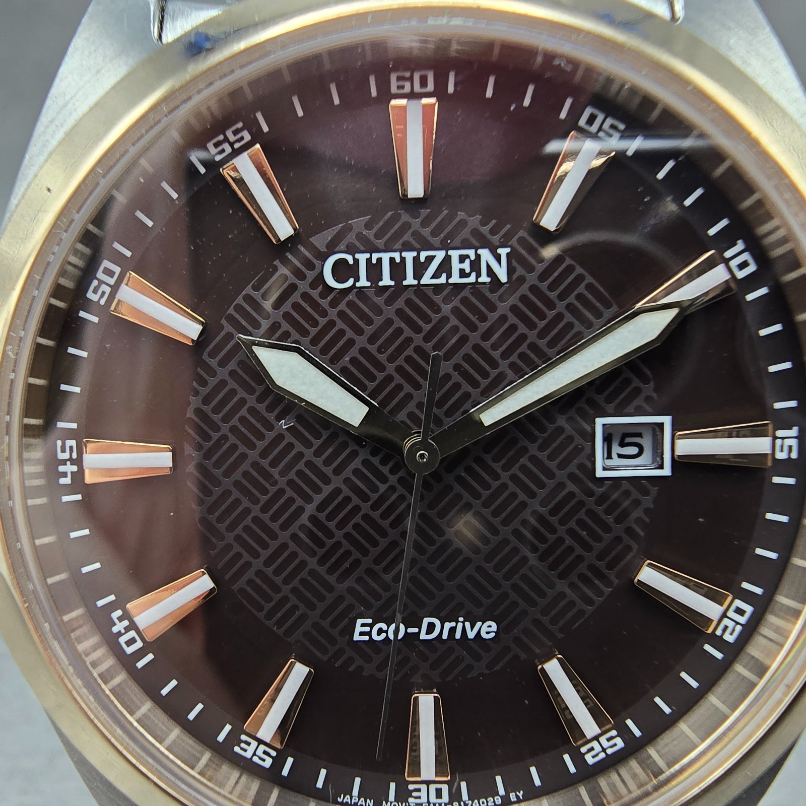 Citizen Eco-Drive Watch Men 41mm Brown Dial Two Tone Date E111-S126657 Runs