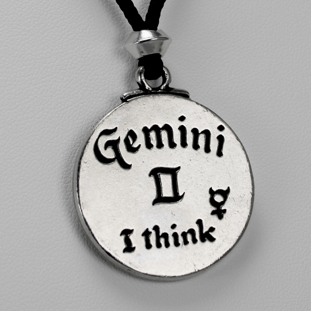 Gemini Zodiac Pendant Astrology Necklace Horoscope Pewter jewelry talisman