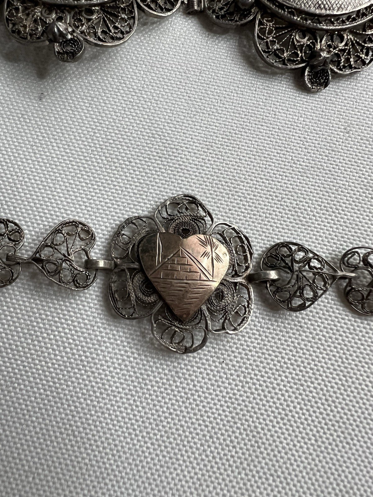 Vintage Egyptian Silver Souvenir Filigree Bracelets Lot Of 2 Made Egypt